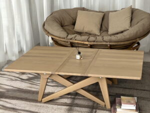 4-in-1 Rectangular Transformer Table – Adjustable Height & Width – Solid Wood Dining & Coffee Table