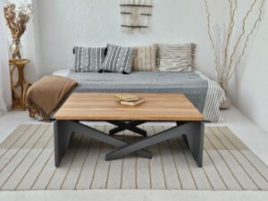 Adjustable Height Solid Wood Transformer Table – 2-in-1 Coffee and Dining Table