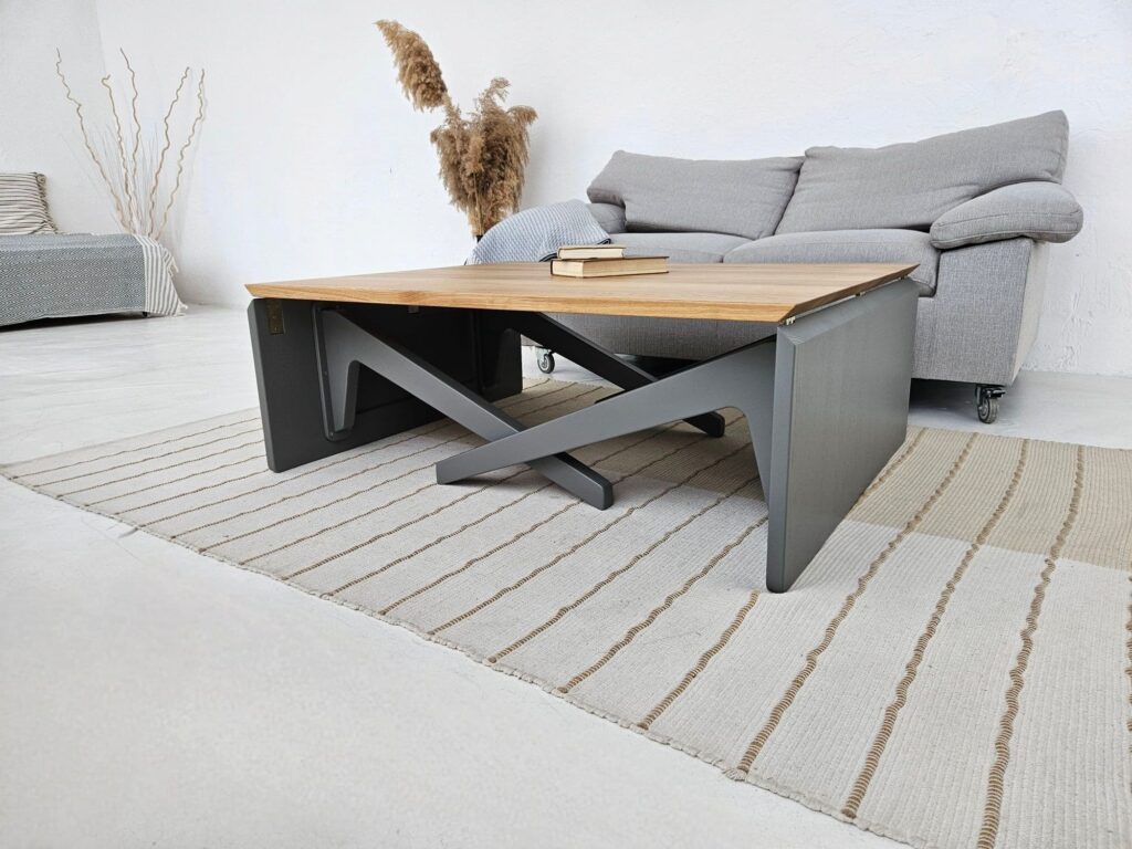 Tuble 2 In Adjustable Height Table ☕🍳 Solid Wood 2-in-1 Coffee & Dining