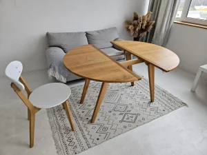 Handcrafted Round Extendable Hardwood Table