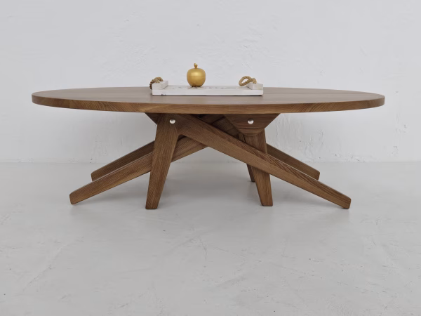 Oval Walnut Transformer Coffee Table