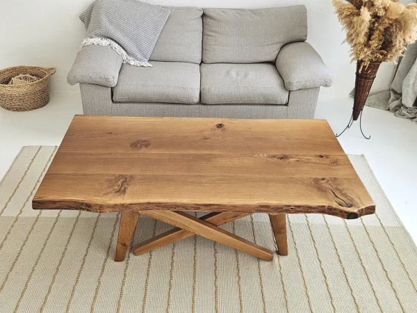 2-in-1 Solid Oak Live Edge Transformer Table