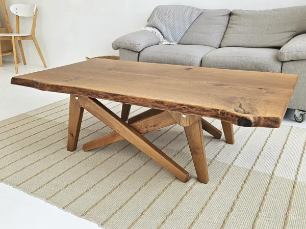 2-in-1 Solid Oak Live Edge Transformer Table