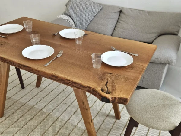 2-in-1 Solid Oak Live Edge Transformer Table