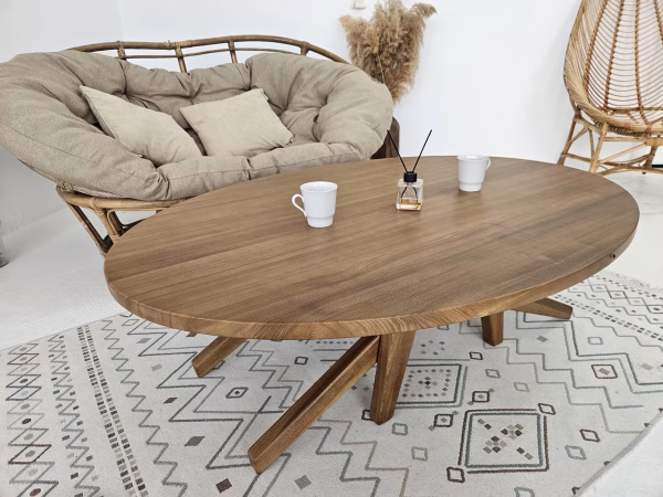 Oval Walnut Transformer Coffee Table