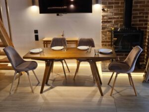 Natural Solid Wood Transformer Table – Adjustable Height 2-in-1 Coffee and Dining Table