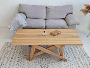Oak Finish Solid Wood Transformer Table – Adjustable Height 2-in-1 Coffee and Dining Table