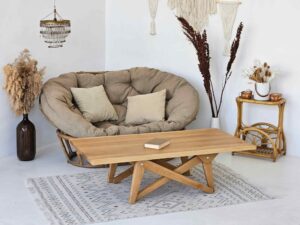 Oak Solid Wood Transformer Table – Adjustable Height 2-in-1 Coffee & Dining Table