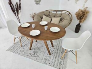 Oval Solid Wood Transformer Table – Handcrafted 2-in-1 Dining & Coffee Table