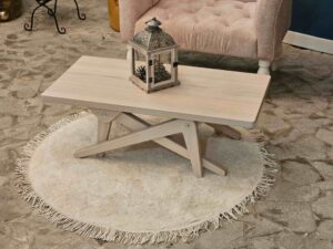 White Solid Wood Transformer Table – Adjustable Height 2-in-1 Coffee & Dining Table